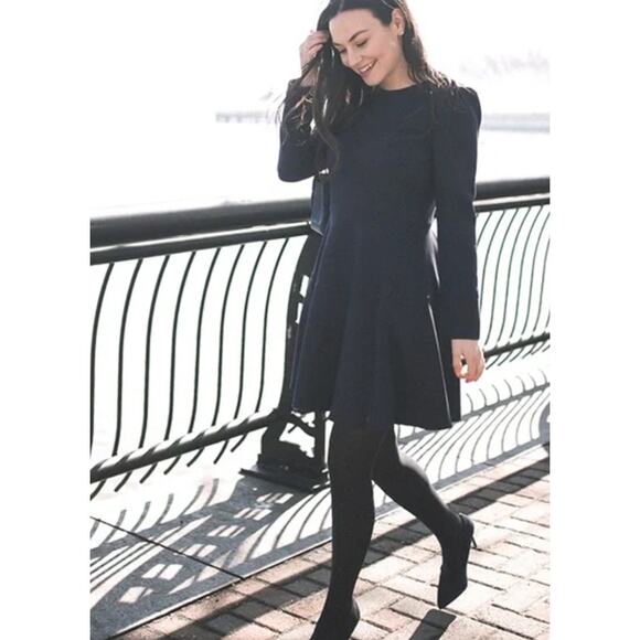 Gal Meets Glam Celeste Long Sleeve Fit and Flare Black Dress 0 NEW - Picture 6 of 6